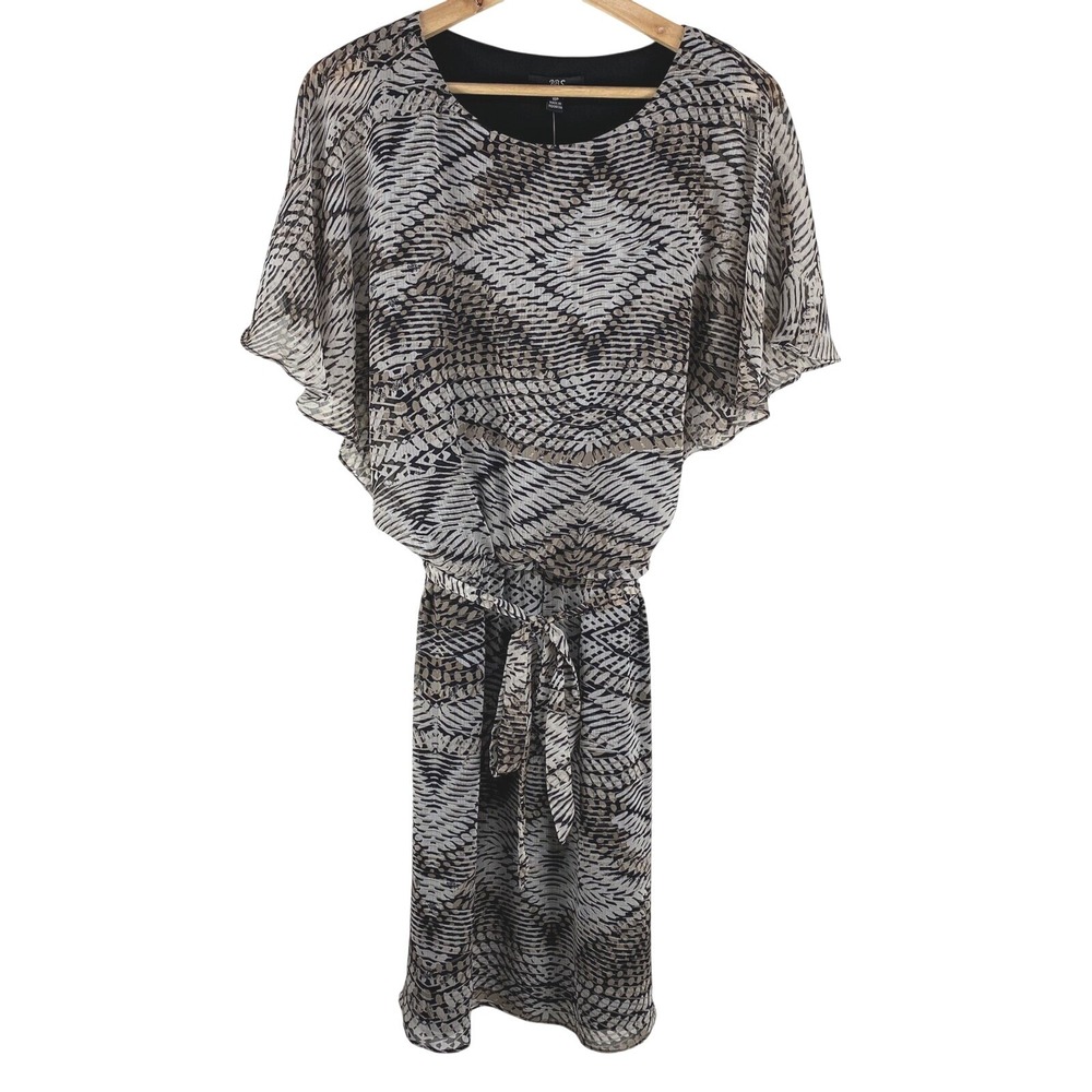 JBS Petite‎ Printed Flutter Sleeve Semi Sheer Flowy Faux Wrap Mini Dress 10P NWT